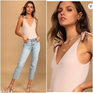 Lulus Satin Tie Strap Bodysuit